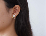 Asymmetrical Honeycomb and Bee Stud Earrings