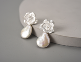 Camellia Pearl Dangle Earrings