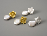 Camellia Pearl Dangle Earrings