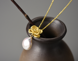 Camellia Flower Pendant Necklace