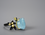 Aquamarine Gemstone Flower Ring