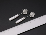 Baroque Pearl Camellia Flower Drop Earrings