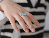 Aquamarine Gemstone Flower Ring