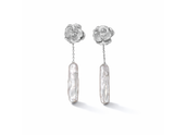 Baroque Pearl Camellia Flower Drop Earrings