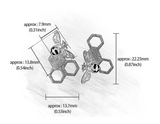 Asymmetrical Honeycomb and Bee Stud Earrings