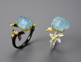 Aquamarine Gemstone Flower Ring