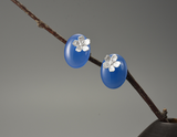 Agate Forget-me-not Flower Stud Earrings