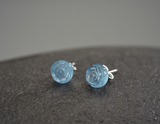 Aquamarine Rose Flower Stud Earrings
