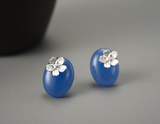 Agate Forget-me-not Flower Stud Earrings