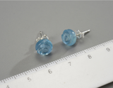 Aquamarine Rose Flower Stud Earrings