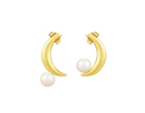Pearl Moon Asymmetric Stud Earrings