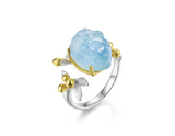 Aquamarine Gemstone Flower Ring