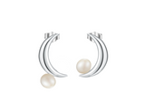 Pearl Moon Asymmetric Stud Earrings
