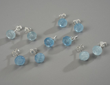 Aquamarine Rose Flower Stud Earrings