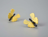 Ginkgo Leaf Butterfly Stud Earrings