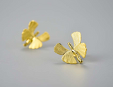 Ginkgo Leaf Butterfly Stud Earrings
