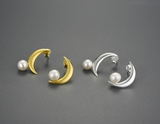 Pearl Moon Asymmetric Stud Earrings