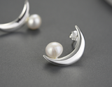 Pearl Moon Asymmetric Stud Earrings