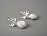Dragonfly Baroque Pearl Earrings