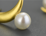 Pearl Moon Asymmetric Stud Earrings