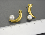 Pearl Moon Asymmetric Stud Earrings
