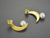 Pearl Moon Asymmetric Stud Earrings