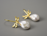 Dragonfly Baroque Pearl Earrings