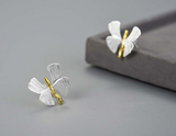 Ginkgo Leaf Butterfly Stud Earrings