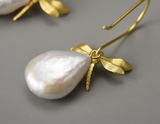 Dragonfly Baroque Pearl Earrings