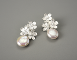 Baroque Pearl Forget-me-not Flower Dangle Earrings
