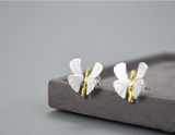 Ginkgo Leaf Butterfly Stud Earrings