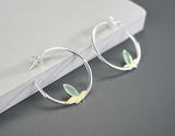 Bamboo Leaves Round Hoop Earrings