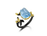 Aquamarine Gemstone Flower Ring
