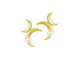 Asymmetrical Double Moon Stud Earrings