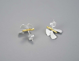 Ginkgo Leaf Butterfly Stud Earrings