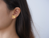 Ginkgo Leaf Butterfly Stud Earrings