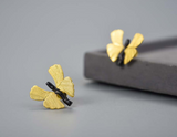 Ginkgo Leaf Butterfly Stud Earrings