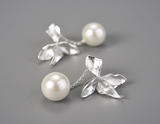 Mother of Pearl Four Leaf Flower Dangle Earrings