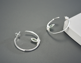 Bamboo Leaves Round Hoop Earrings