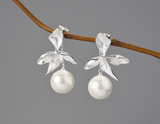 Mother of Pearl Four Leaf Flower Dangle Earrings