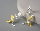 Asymmetrical Branch Leaves Dangle Earrings