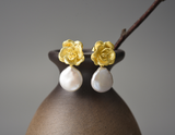 Camellia Pearl Dangle Earrings