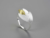 Pomegranate Fruits Leaves Adjustable Ring