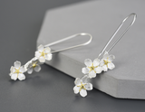 Forget-me-not Flower Long Dangle Earrings