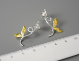 Asymmetrical Branch Leaves Dangle Earrings