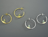 Bamboo Leaves Round Hoop Earrings