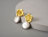 Camellia Pearl Dangle Earrings