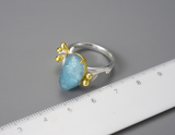 Aquamarine Gemstone Flower Ring