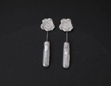 Baroque Pearl Camellia Flower Drop Earrings