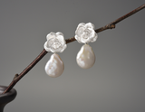 Camellia Pearl Dangle Earrings